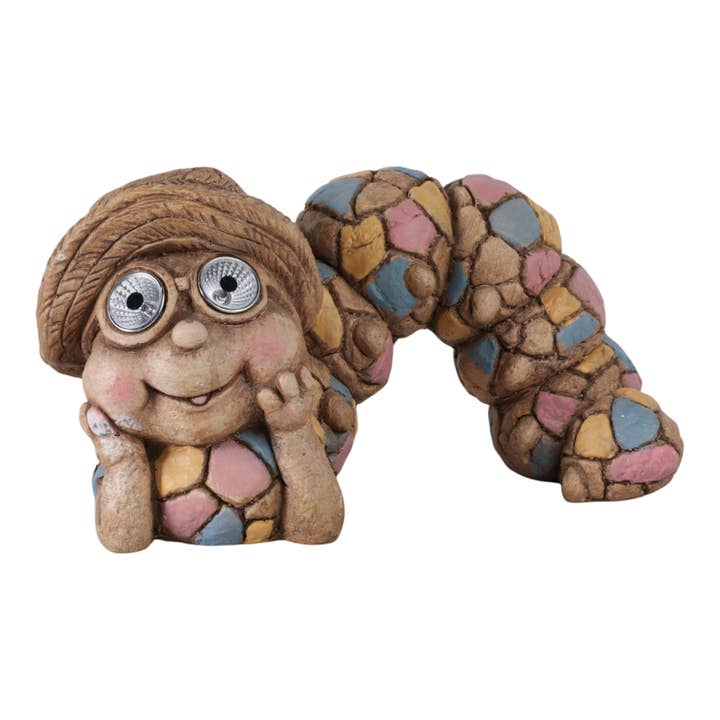 Sagebrook Home - Wholesale Outdoor Ornament/Decor - Multicolor 15 in. Caterpillar with Sun Hat and Solar Eyes