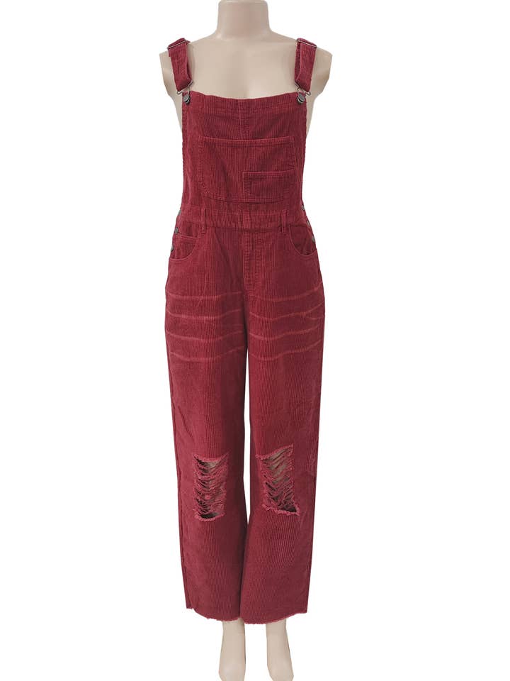 HIDDENBRAND - Wholesale Overalls - Women's - vintage distressed washed Corduroy overalls7