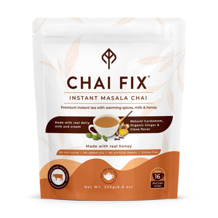 Chai Fix Instant Chai with Milk and Honey - Casepack of 20 for wholesale by Bevera Chai Fix
