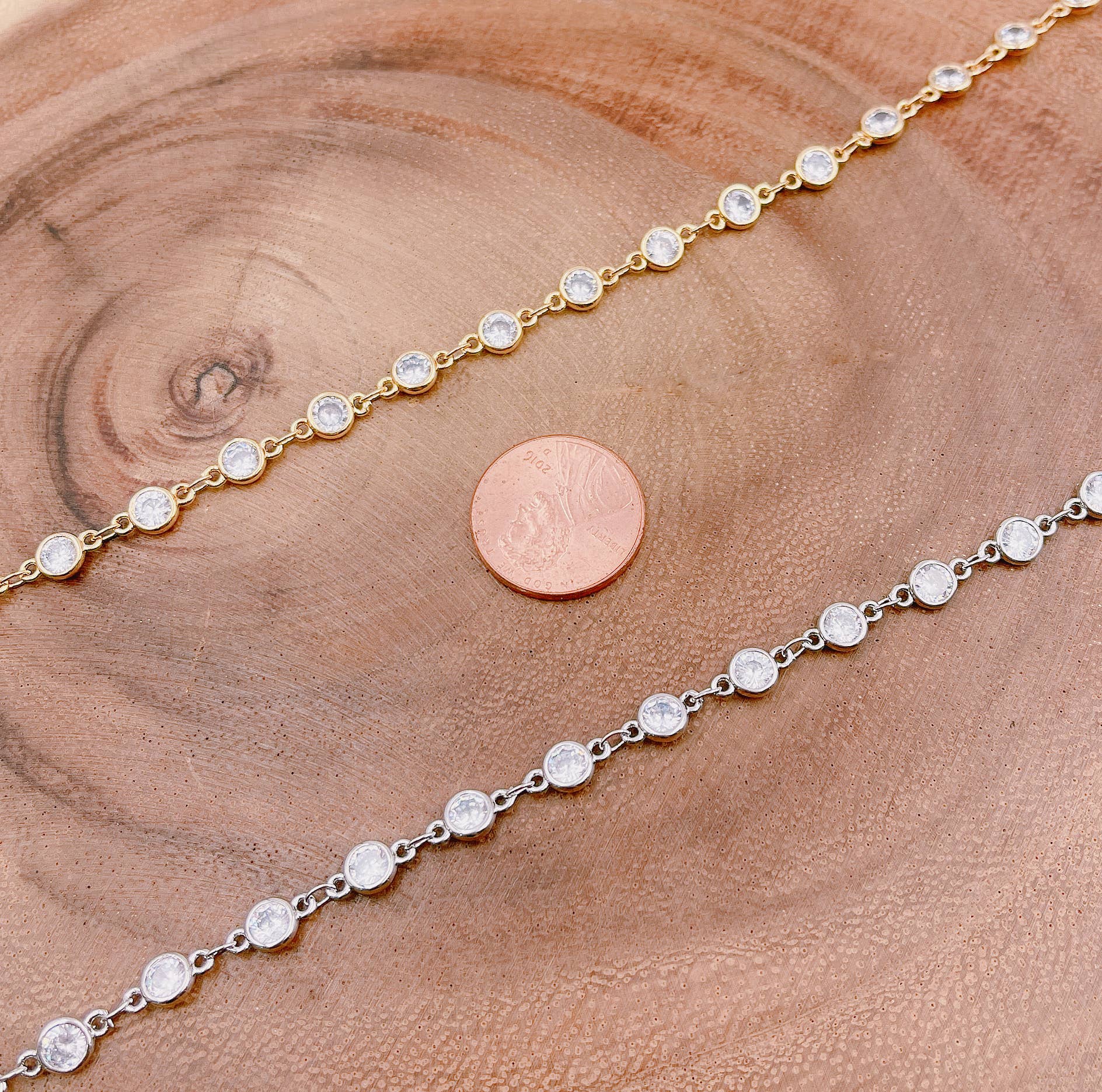 Beads Creation - Wholesale Craft Supplies - Gold Filled Micro Pave CZ Diamond Bezel Chain by Foot, CH0053