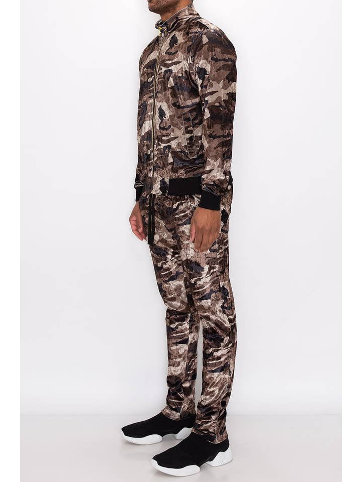 Men Velvet Camo Track Suits Pre-pack for wholesale on Faire