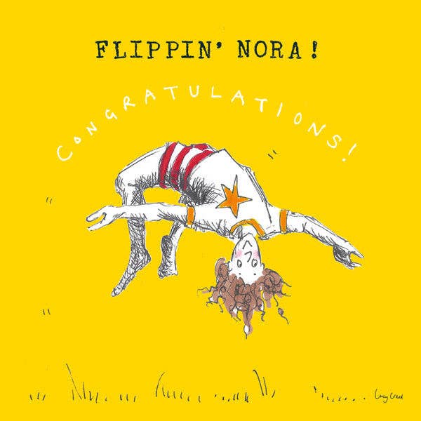 'Flippin’ Nora Congratulations' Greetings Card , FP43 for wholesale by Poet and Painter