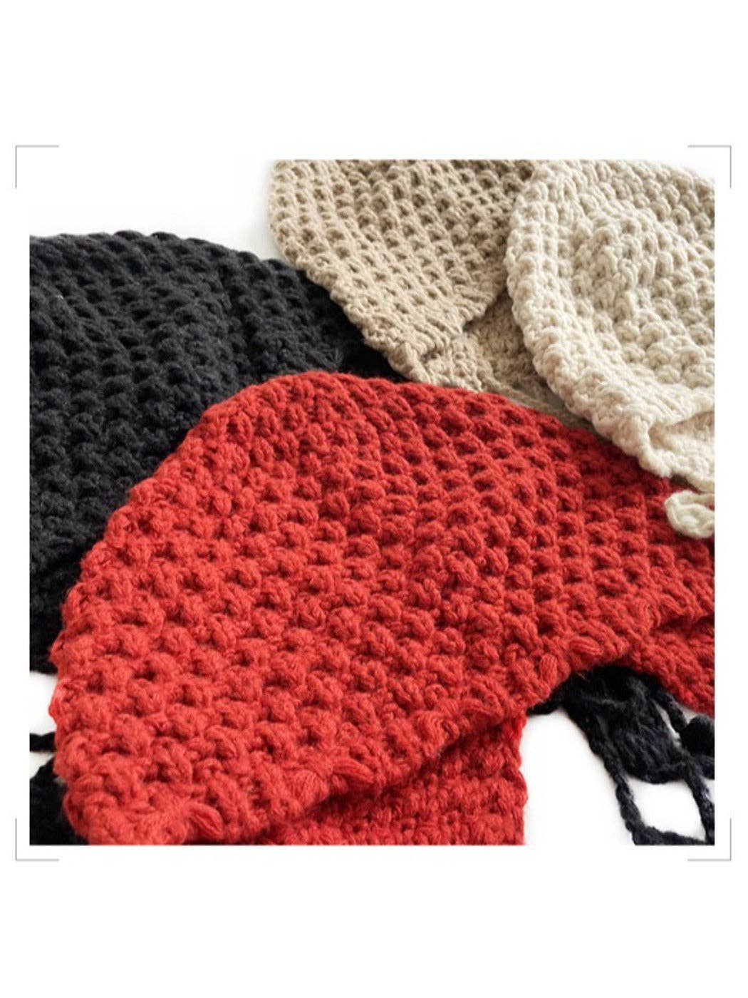 Funkyrel® Atzbranding Limited - Wholesale Beanie - Women's - Haila - Women's Boho Knitted Beanie with Fringe and Pompom4