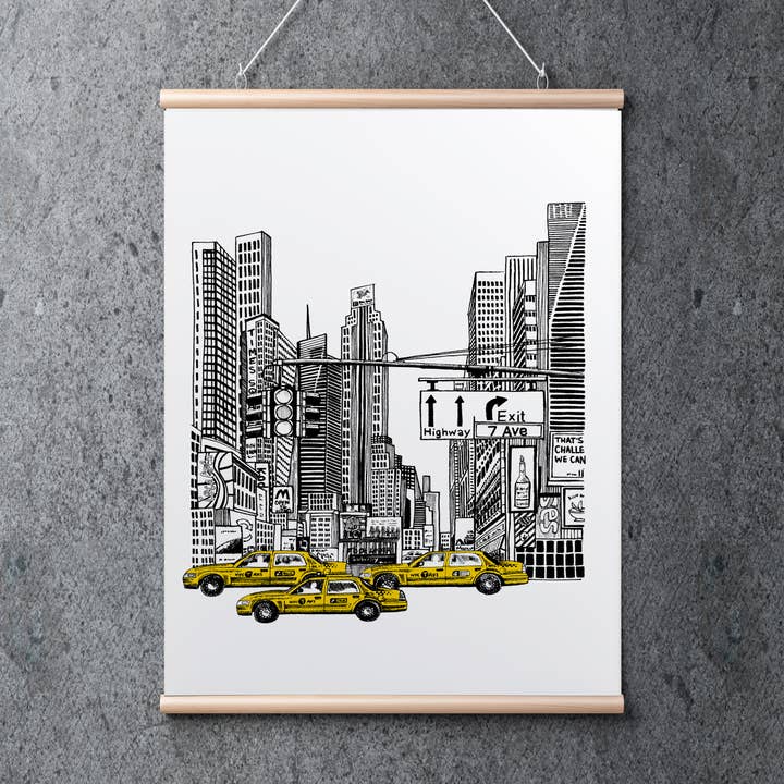 Impression d'art giclée de Times Square, New York pour la vente par Katie Clement Illustration