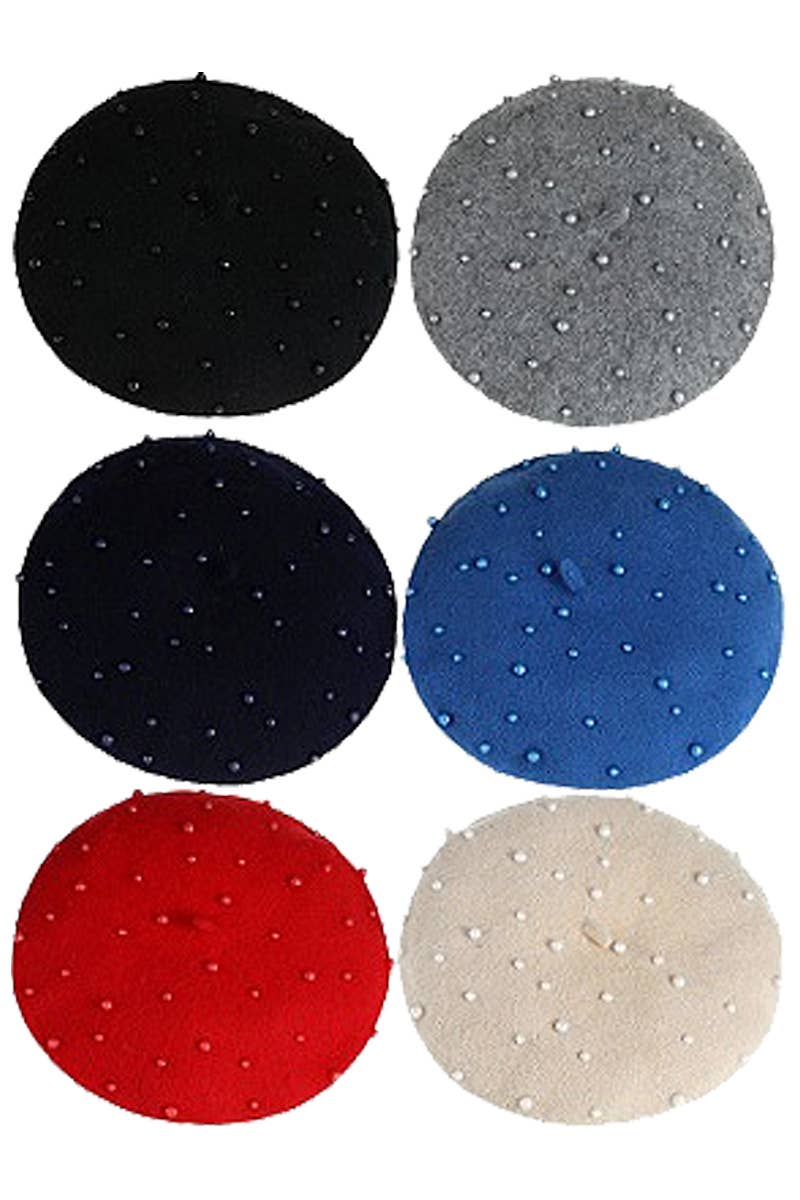ASSORTED Metallic Beaded Retro Parisian Tweed Beret for wholesale on Faire1