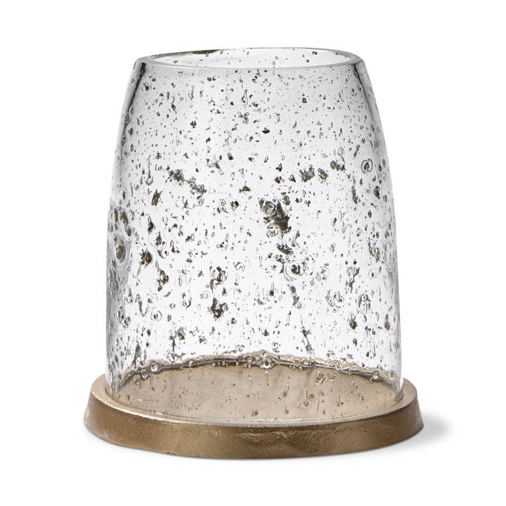 Pebble Glass & Metal Hurricane Small - Clear for wholesale on Faire0