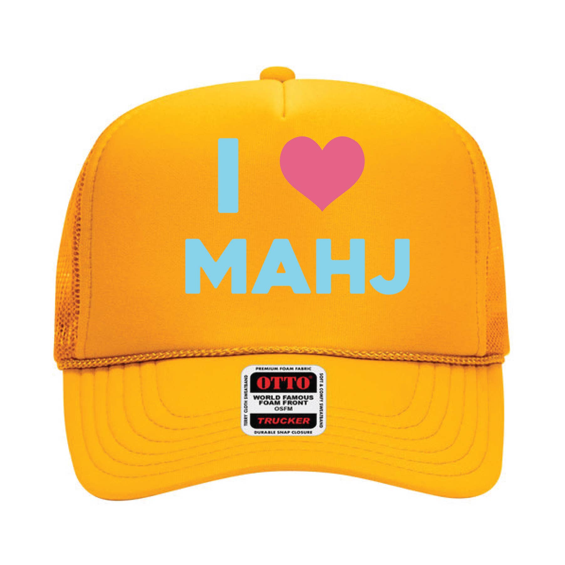 Palisades Gift Shop - Wholesale Trucker Hat - Unisex - I heart Mahj Trucker Hat Gold
