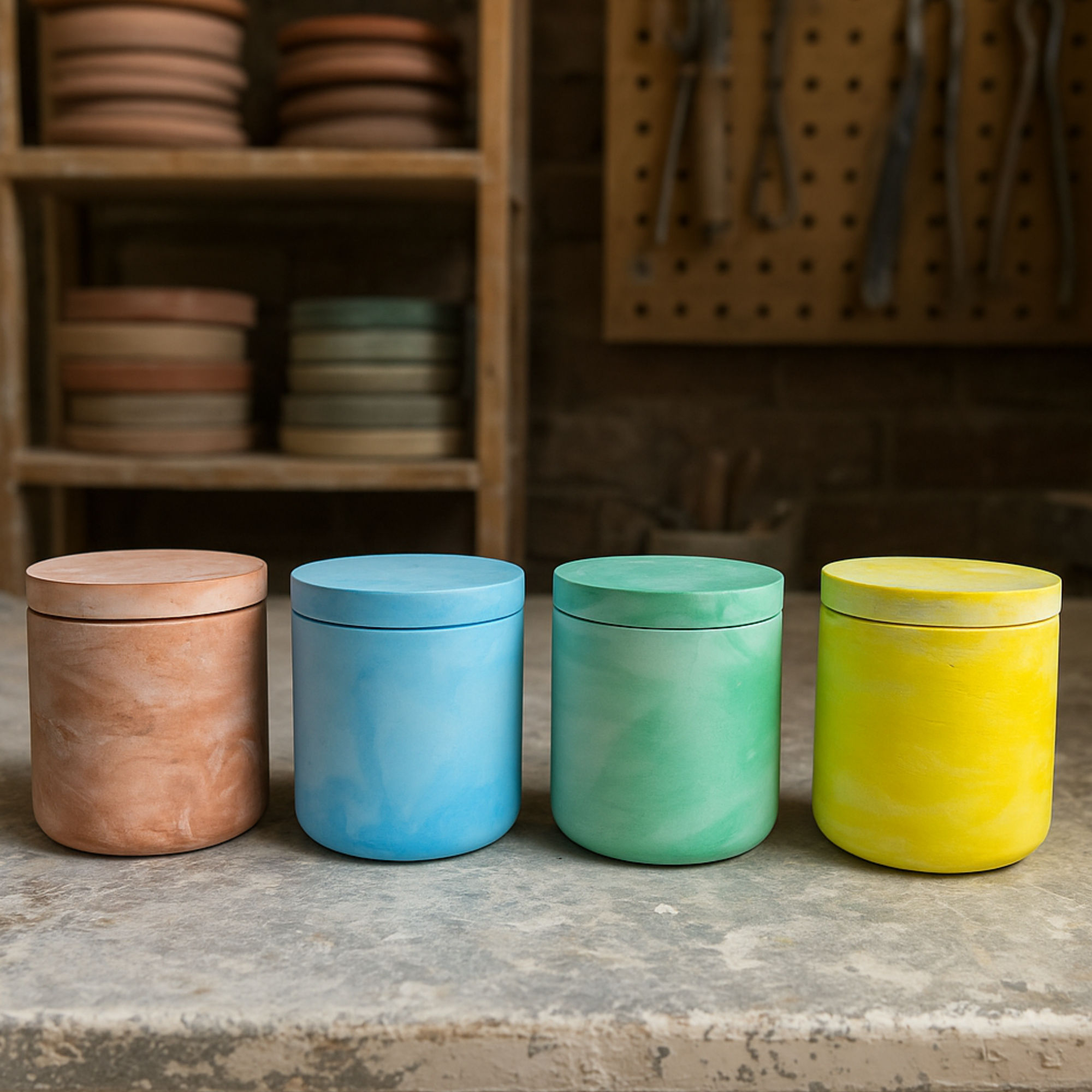 ANKA LUX - Wholesale Candle holder - Handmade Concrete Container with Lid, Stone Jar Modern3