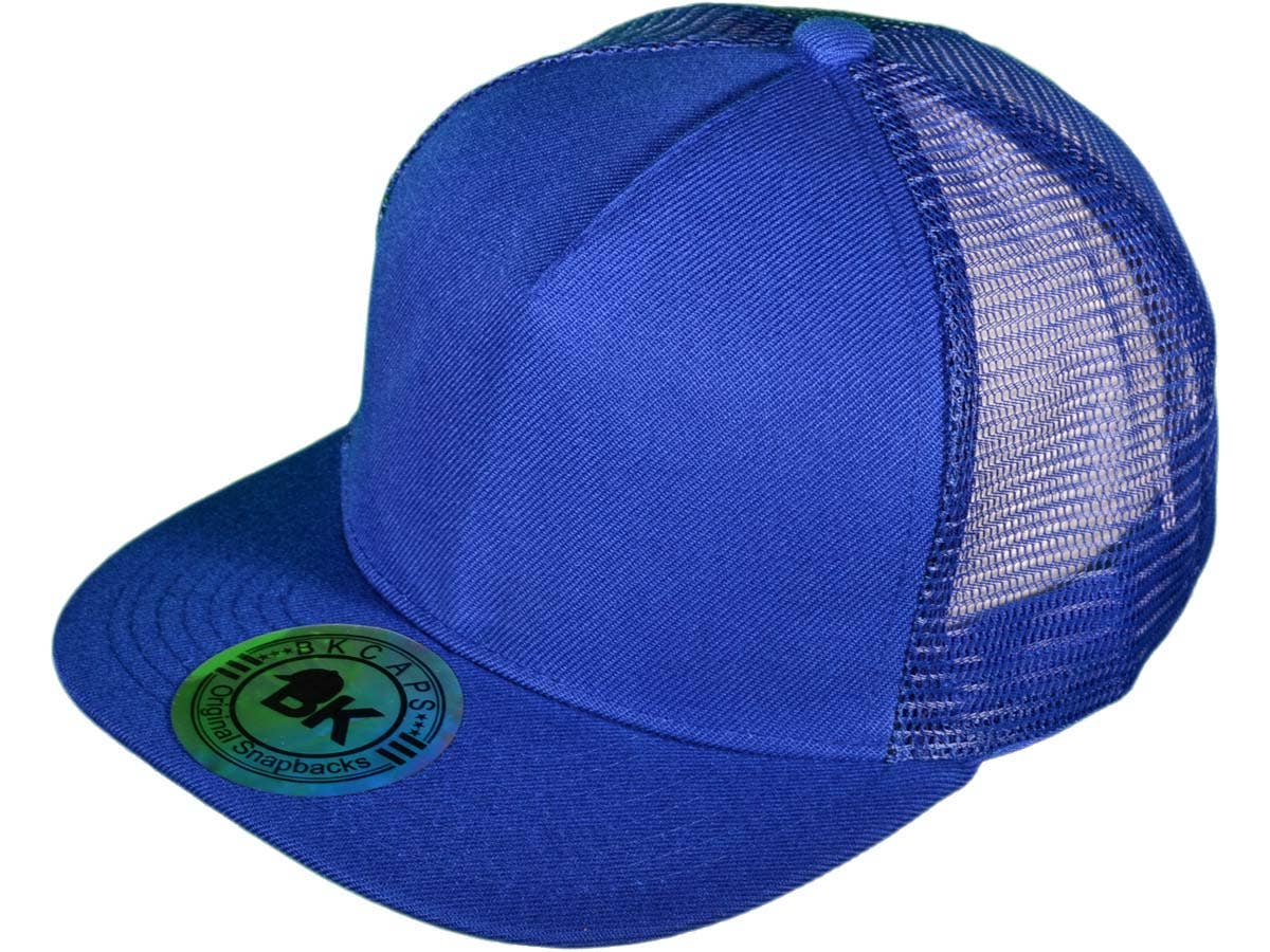 Buck Wholesale - Wholesale Trucker Hat - Unisex - Flat Bill Trucker Hats - 5 Panel SnapBack Mesh 2 Tone BK Cap10