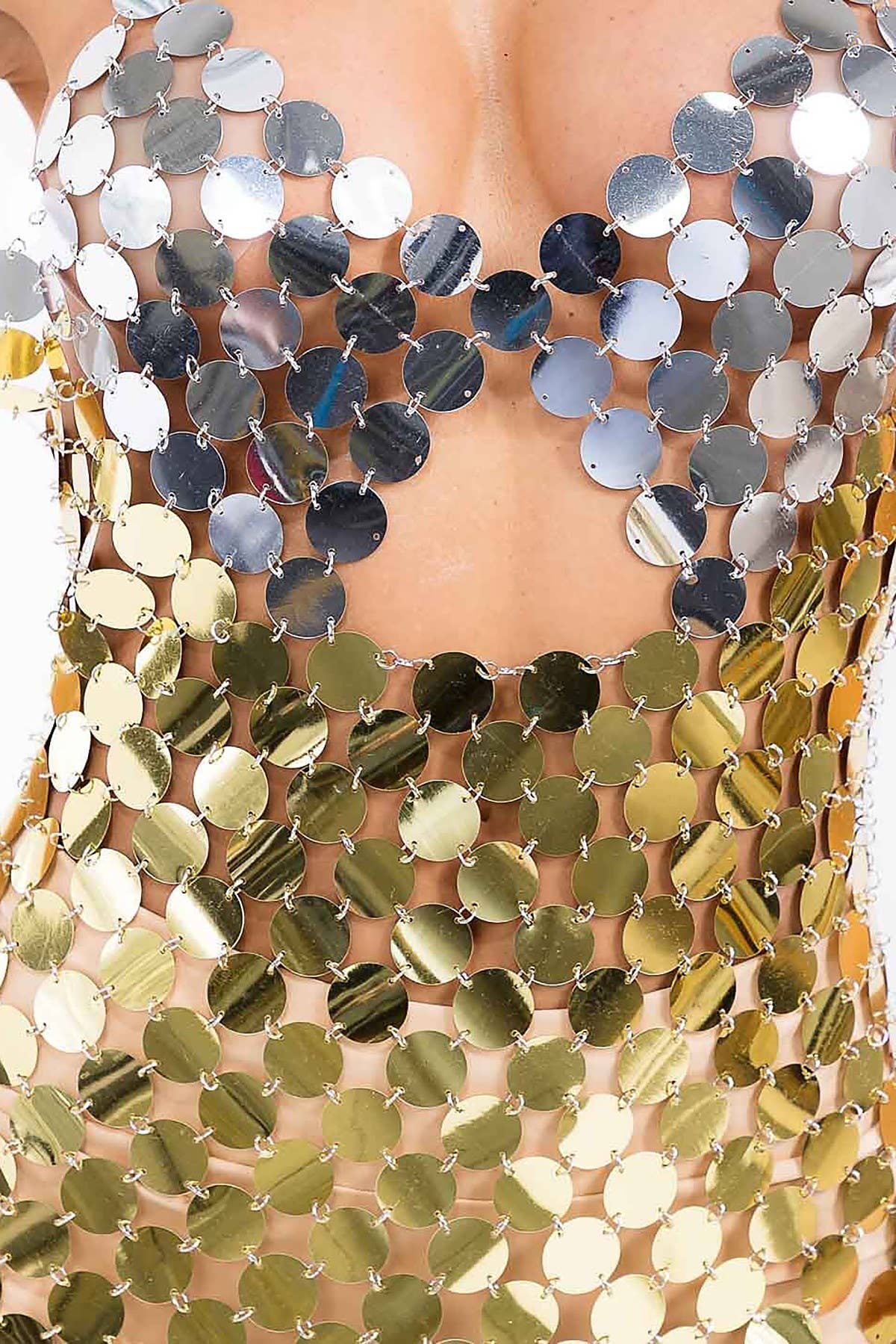 Gold CUTOUT FRONT SEQUINS OPEN BACK BODYCON MINI DRESS for wholesale on Faire5