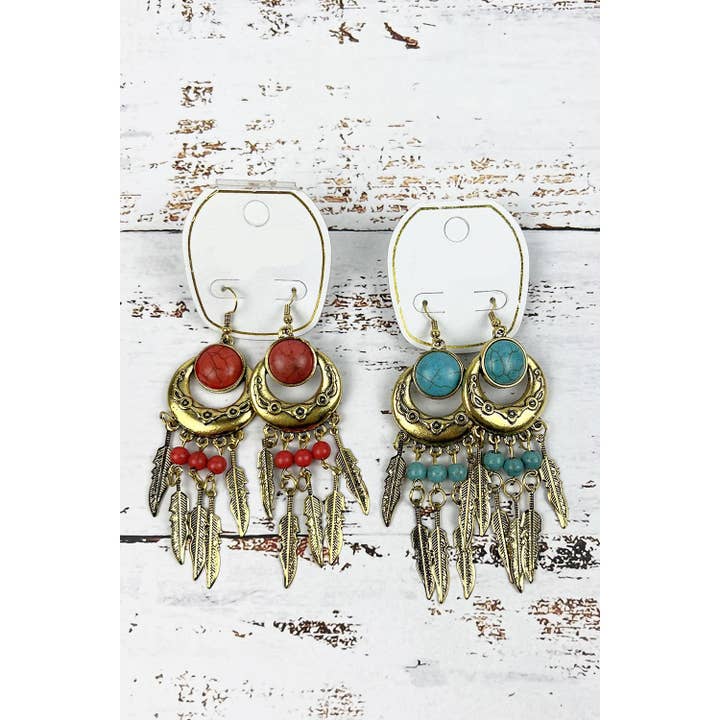ASSORTED BOHEMIAN STYLE DROP FEATHER HOOK EARRING for wholesale on Faire2