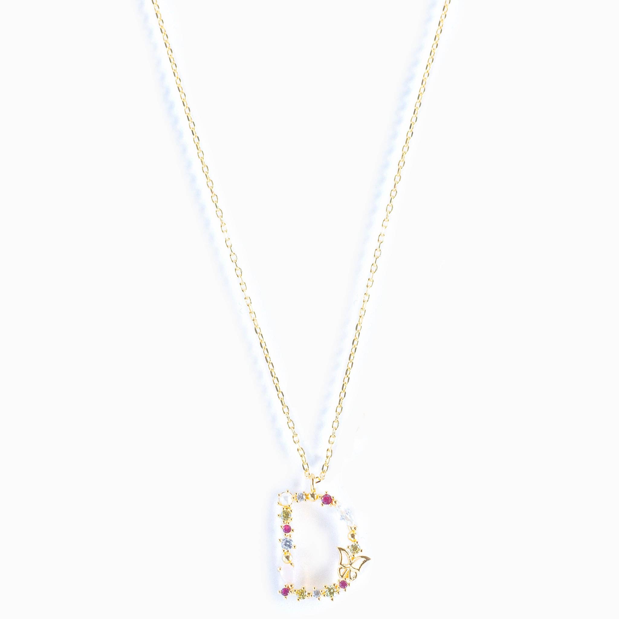 Girls Crew – wholesale Pendant/charm necklace – Flutterfly Stone Initial Necklace35