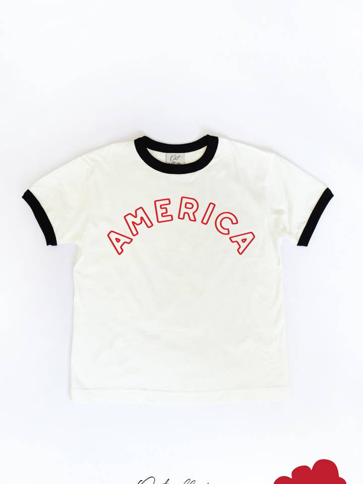 AMERICA PUFF Toddler Unisex Ringer Top for wholesale by OAT COLLECTIVE