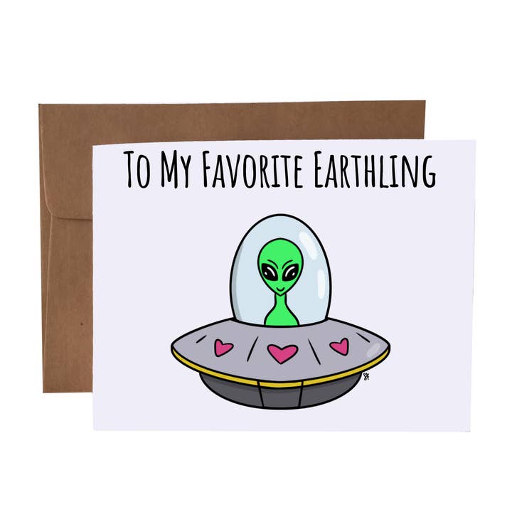 Tarjeta de felicitación To My Favorite Earthling | Alien UFO Pun para venta al por mayor de SKP ink