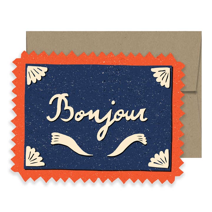 Isatopia - Wholesale Everyday Greeting Card - Bonjour Die Cut Card - From Paris with Love Collection