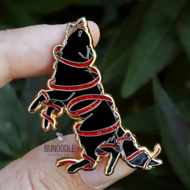 Fenrir Ribbon Wolf Enamel Pin for wholesale by Bunoodle Design Co.