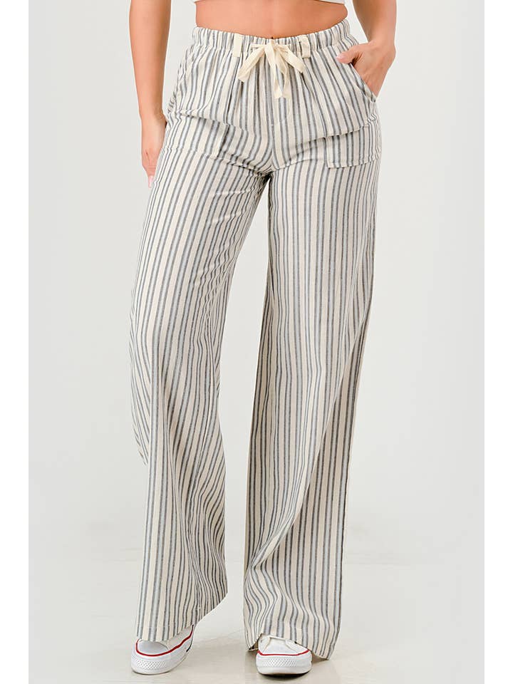 REDFINCH APPAREL INC - Wholesale Pants - Women's - Womens Linen Drawstring Straight Leg Pants