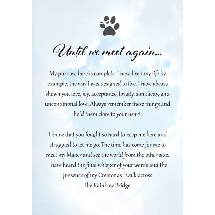 Dog Speak - Wholesale Sympathy Card - Dog Sympathy Card - Until we meet again…