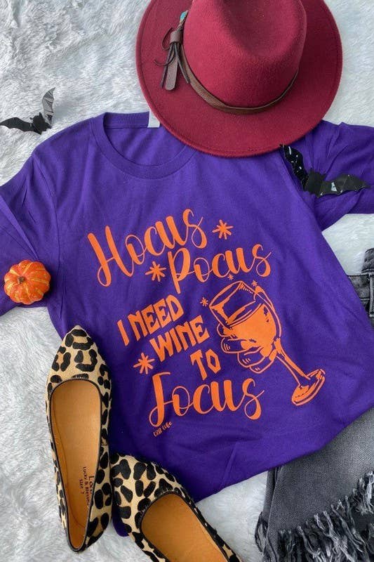 L&B Life - Vente T-shirt sérigraphié – femme - T-shirt à imprimé Alcohol de BC Hocus Pocus I Need Wine To Focus1