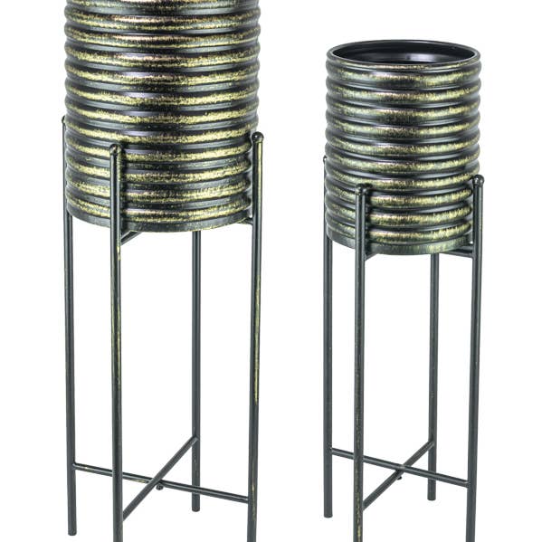 Raised Corrugated Planter Pot Set of 2 for wholesale by Hanna's Handiworks
