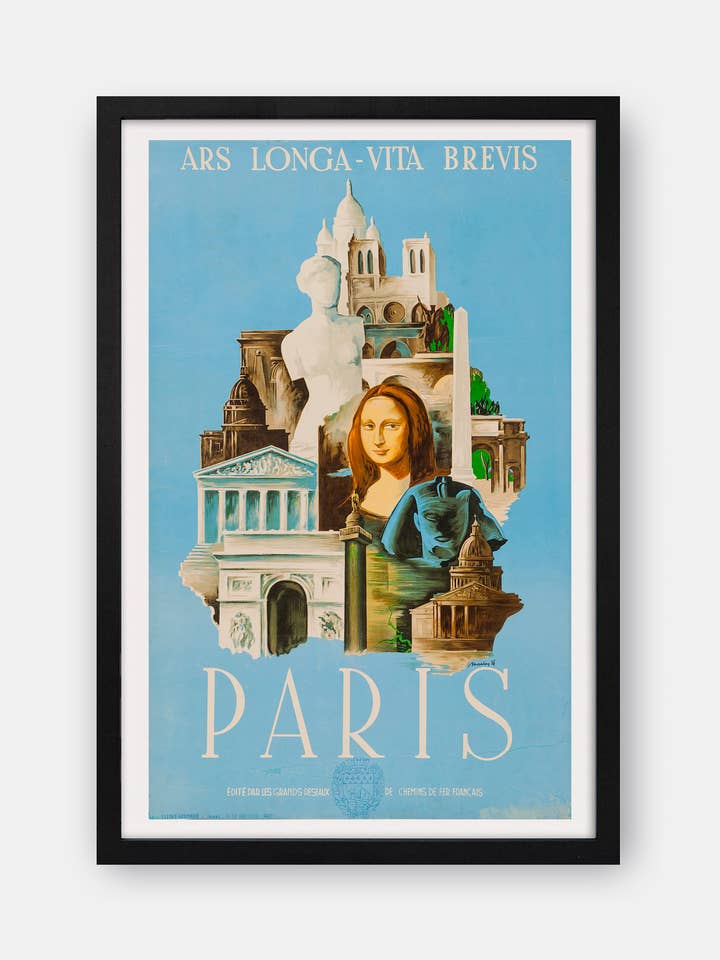 Póster de viaje Paris Ars Longa-Vita Brevis 1936 para venta al por mayor de The Curious Desk