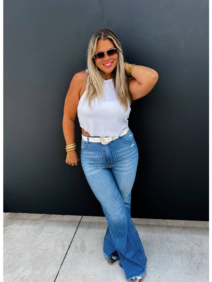 BLAKELEY - Wholesale Jeans - Women's - TAKE SIDES PINSTRIPE JEANS