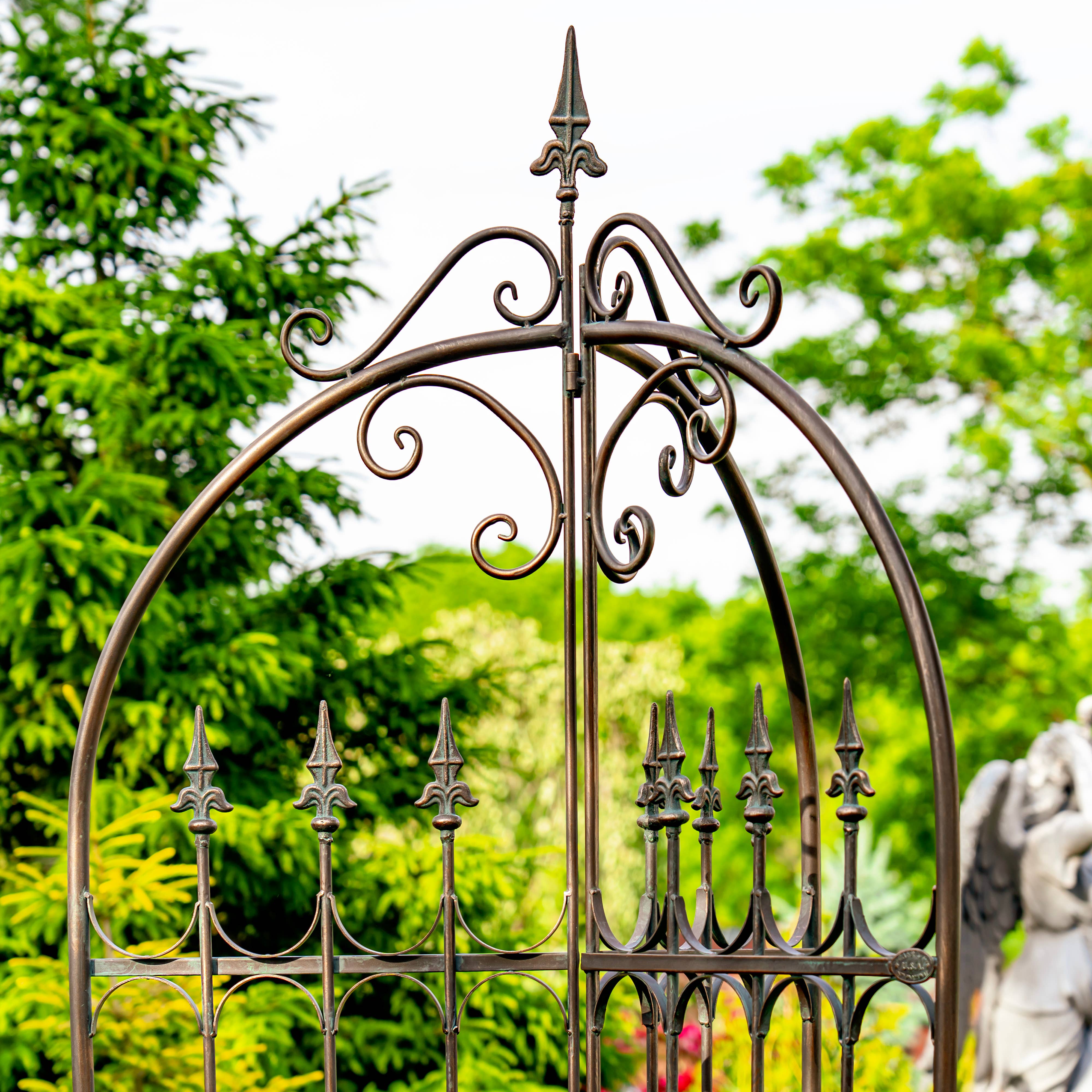 Zaer Ltd. International - Wholesale Trellis - Three Wall Iron Trellis with Fleur-de-lis "Paris 1968" -7.7'2