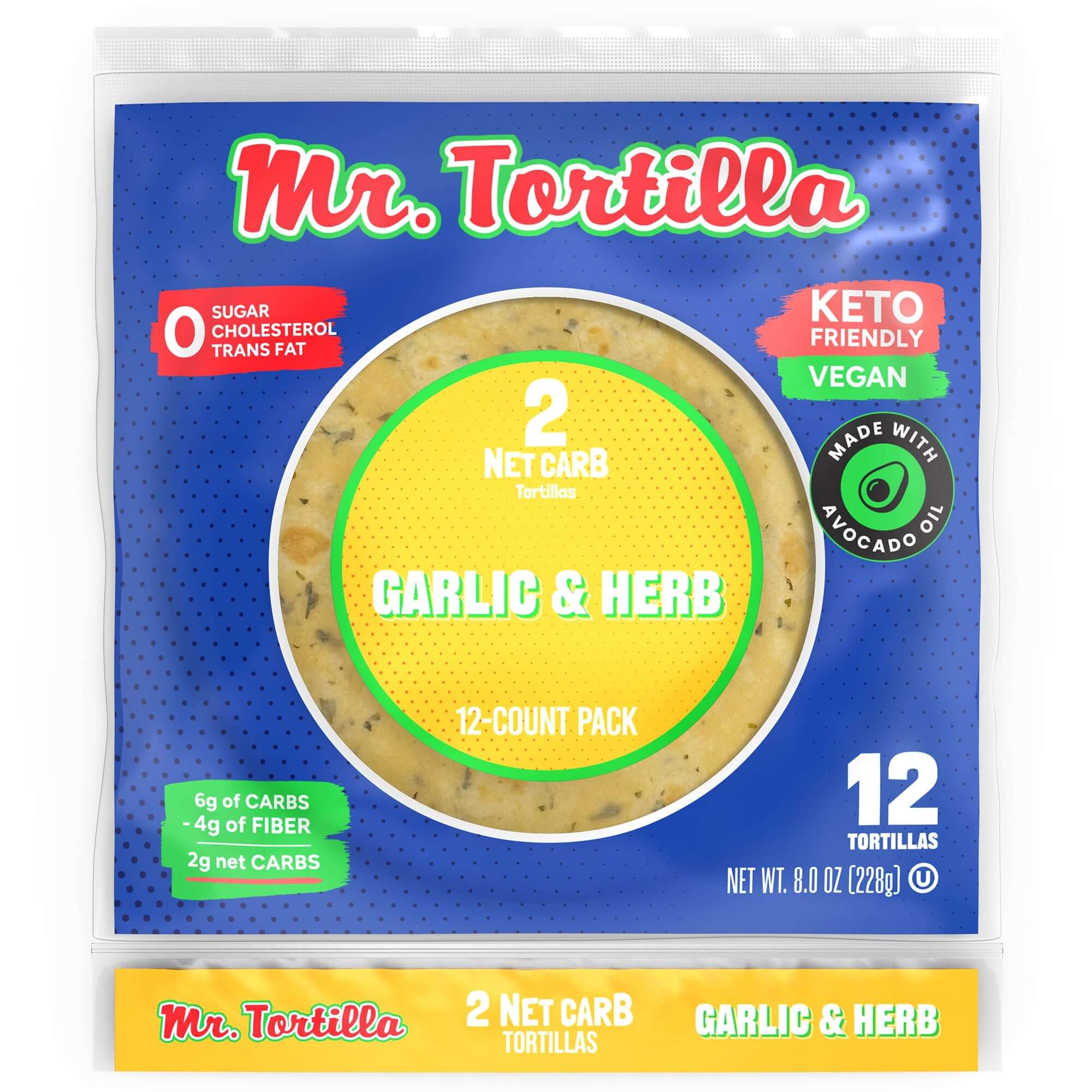 Mr. Tortilla – wholesale Bread/tortilla – 2 Net Carb Tortillas - 32 Bags per Box1