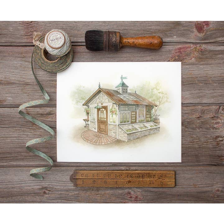 Impression artistique sur la serre Dream Vintage Potting Hangar pour la vente par ALICIA'S INFINITY
