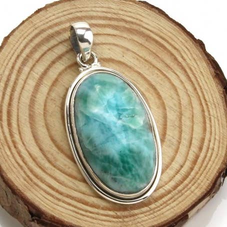 Oval larimarhänge i 925 silver för wholesale av UniArt