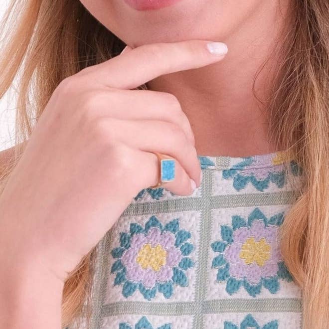 Turquoise edelsteen ring voor wholesale door Anna Lou of London