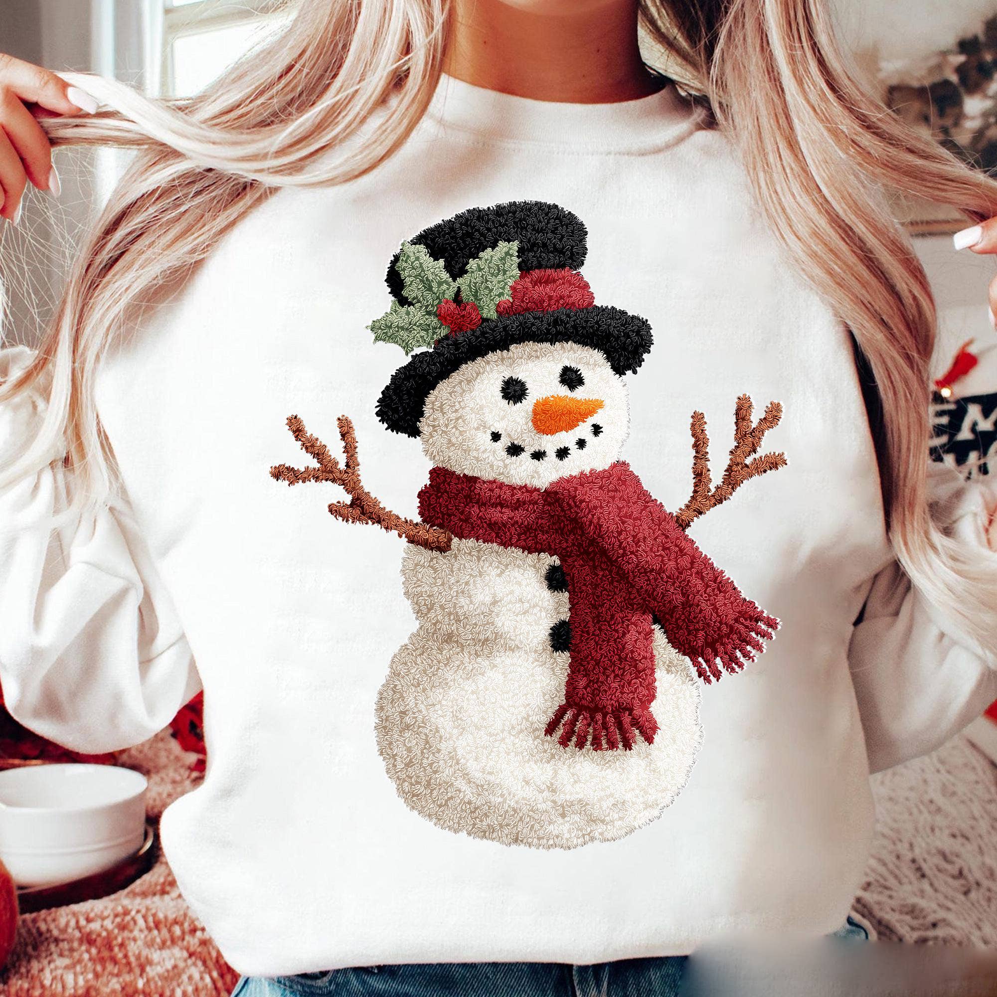 Glaime - Wholesale T-Shirt (Graphic) - Unisex - Comfort Colors Faux Crochet Snowman Tee, Funny Yarn Xmas Tee1