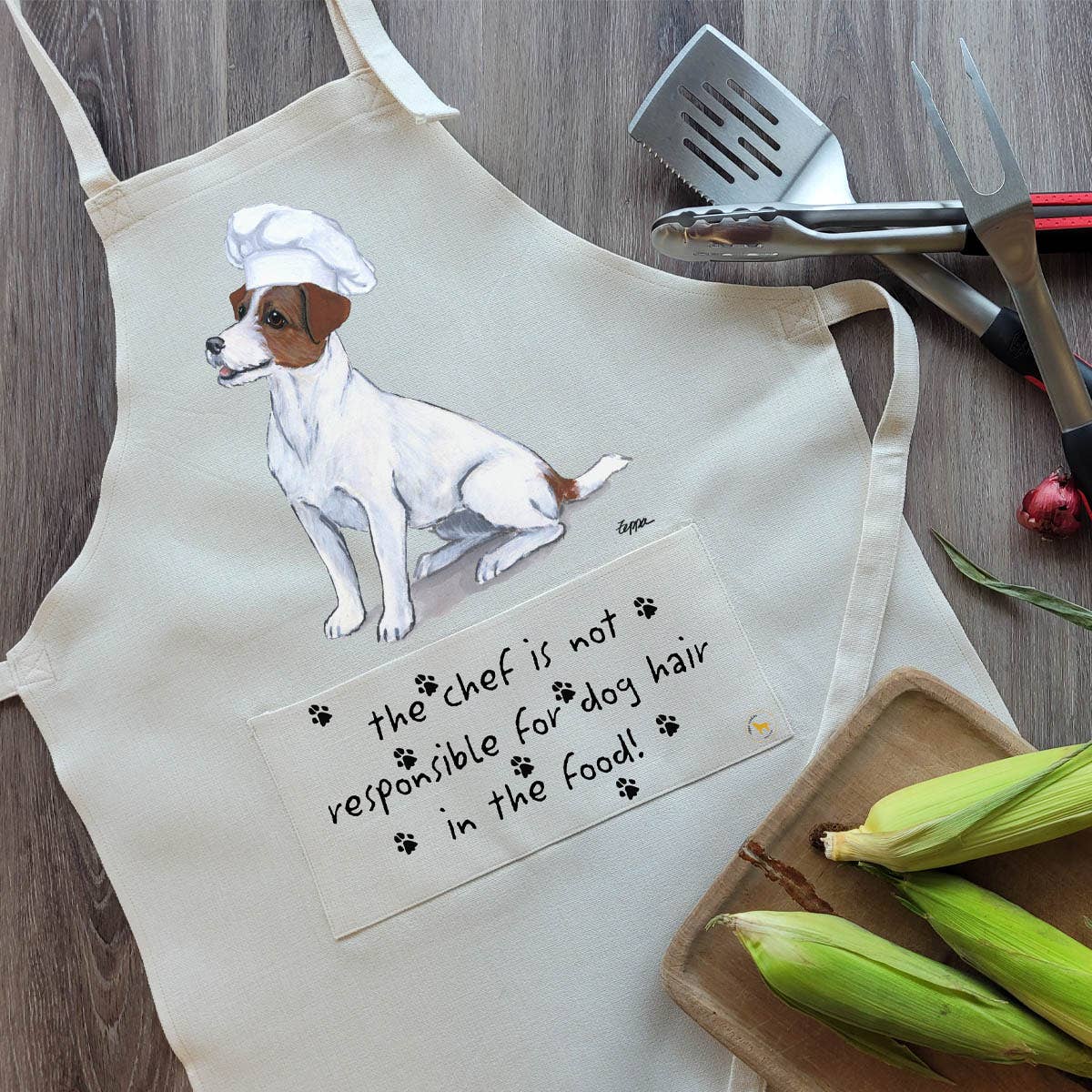 Zeppa Studios - Wholesale Apron - Jack Russell Terrier Brown/White Apron0