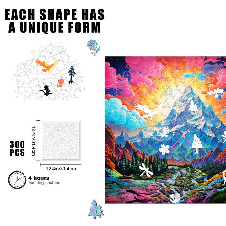 Trippy Puzzle Co - Venta al por mayor Puzle - Adultos - Rompecabezas de madera Rocky Ridges, 300 piezas