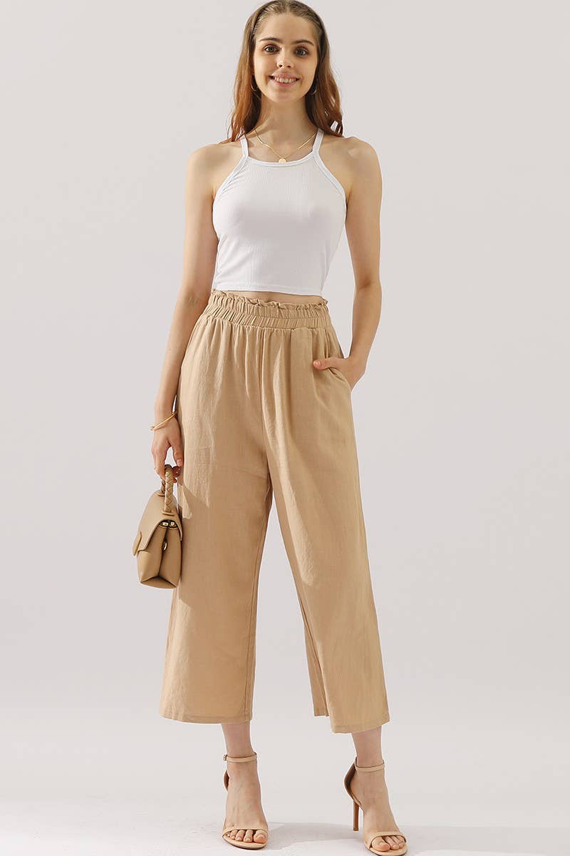 NINEXIS - Wholesale Pants - Women's - CWBLP416_EASY PULL ON LINEN CAPRIS PANTS WITH SIDE POCKET5