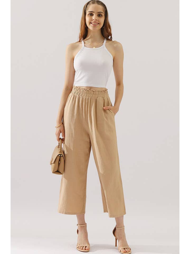 NINEXIS - Wholesale Pants - Women's - CWBLP416_EASY PULL ON LINEN CAPRIS PANTS WITH SIDE POCKET5