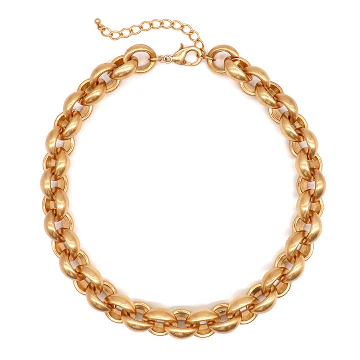 Sensibling Corp. - Wholesale Link & Chain Necklace - Chunky Two Tone Interlink Metal Chain Necklace5