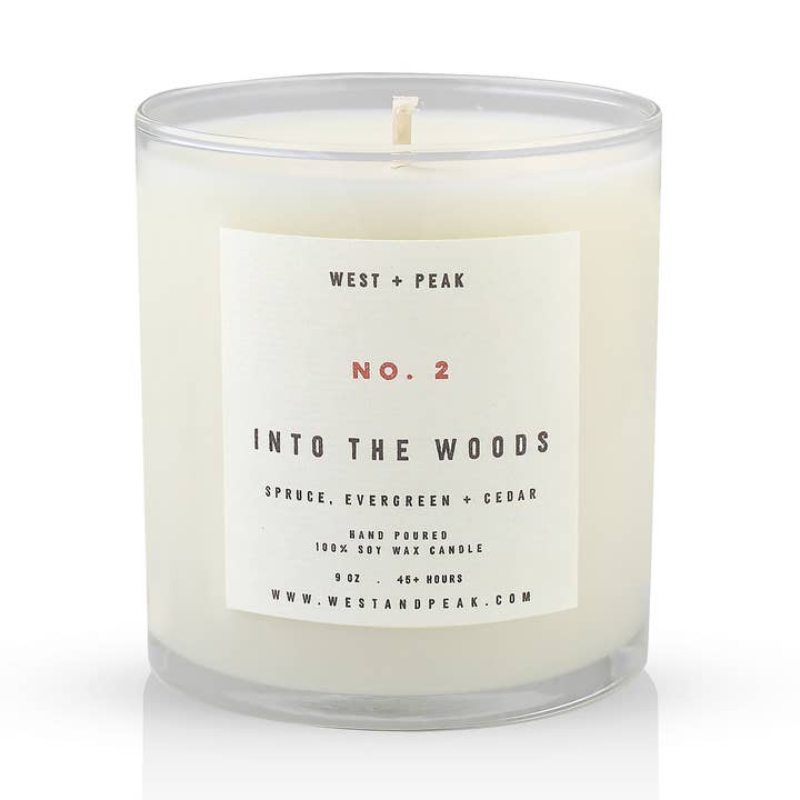 Tester - Into the Woods - 9 oz Glass Candle for wholesale by West + Peak