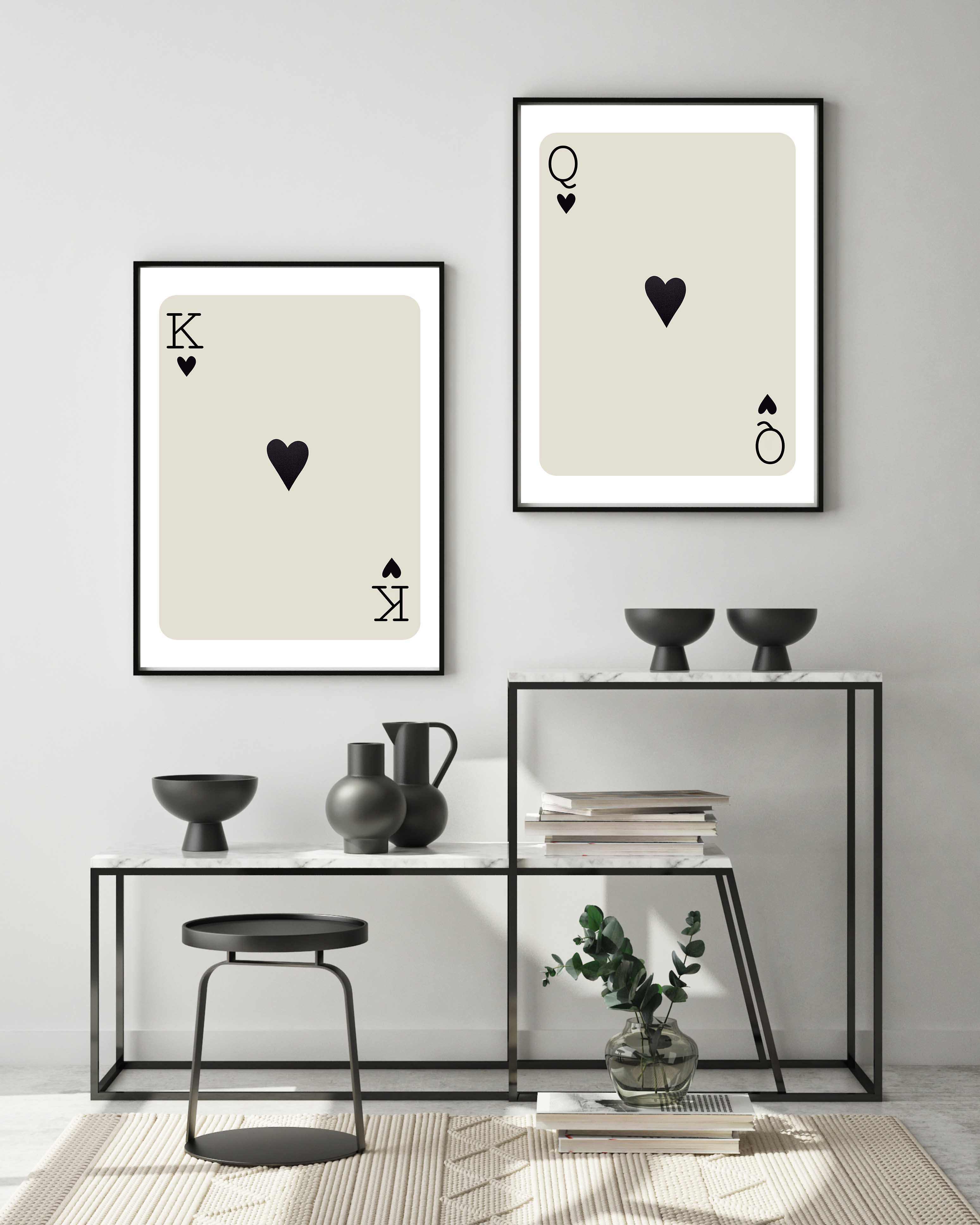 D'LUXE PRINTS - Wholesale Gallery Wall Set - King & Queen of Hearts – Modern Playing Card Print Set3