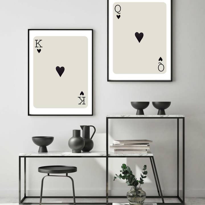 D'LUXE PRINTS - Wholesale Gallery Wall Set - King & Queen of Hearts – Modern Playing Card Print Set3