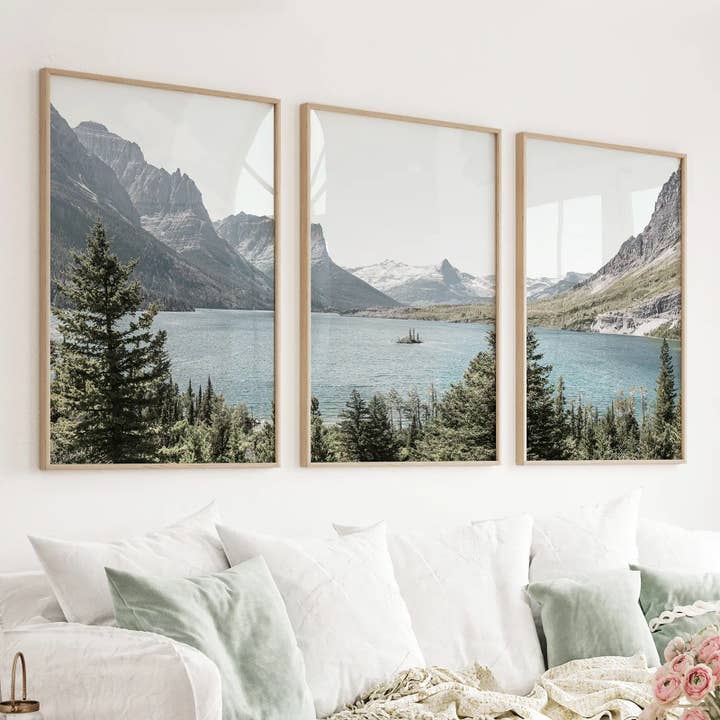 Montana Glacier National Park. Mountain Lake. Travel Theme for wholesale by Art Lane