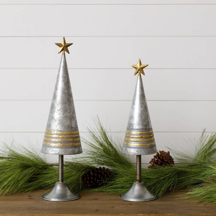 Audrey's Home & Gift - Wholesale Christmas Decoration - Galvanized Trees With Gold Welding (Set Of 02)