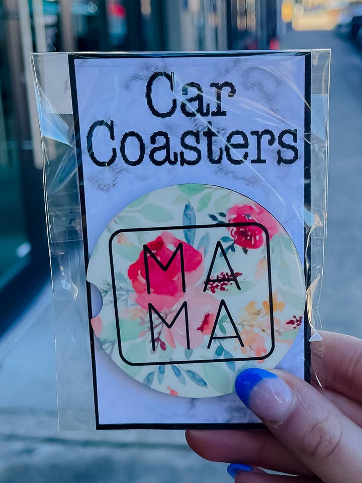 Mama Floral Car Coasters for wholesale by The Sassy Owl