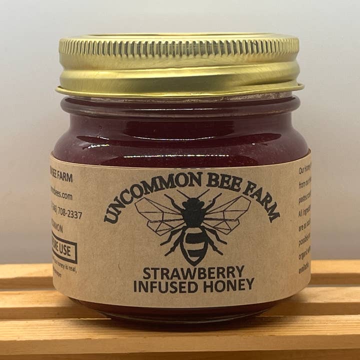 Strawberry Infused Honey for wholesale by Uncommon Bees