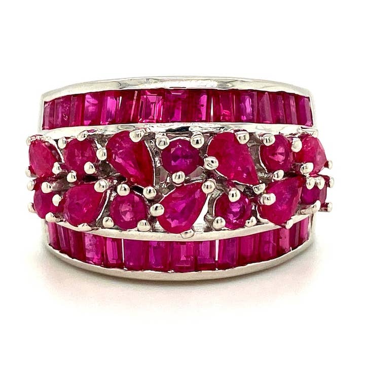 Anello con rubino in argento sterling 925 - KSR 13987 per la vendita all'ingrosso da parte di Kotawala Jewels