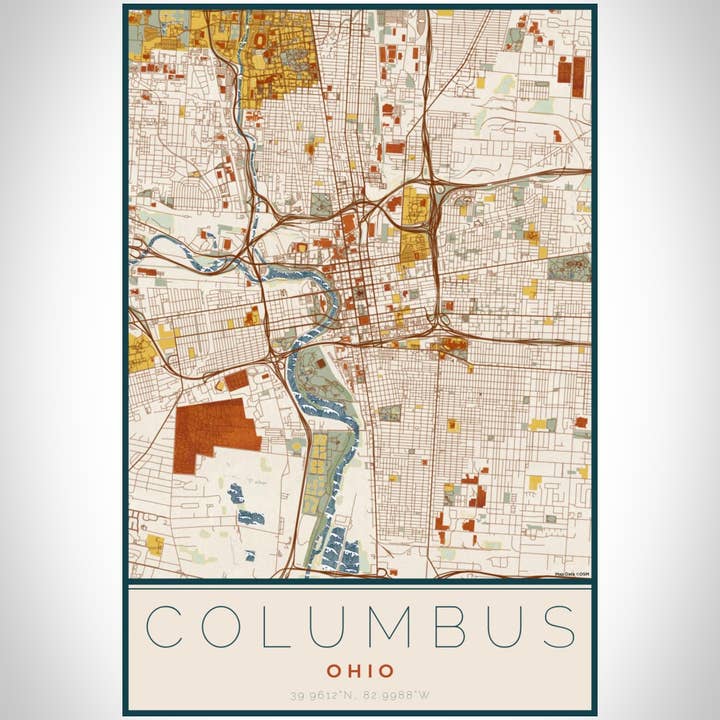 JACE.design - Wholesale Art Print - Columbus OH Map Print Woodblock2