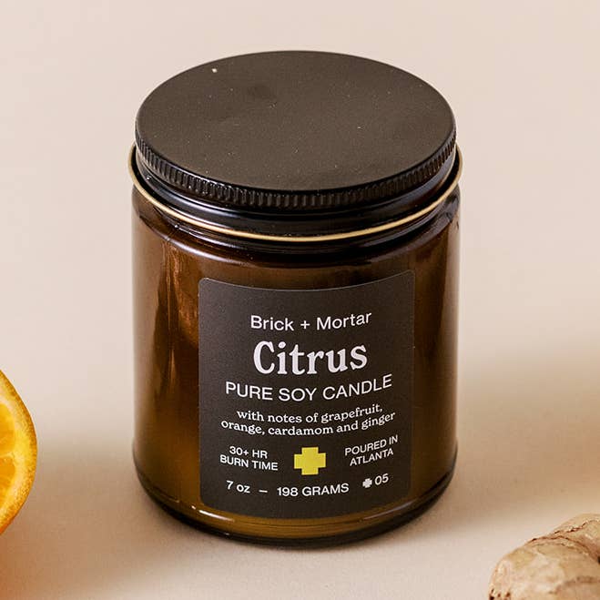 Brick+Mortar - Wholesale Jar/Filled Candle - Citrus Scented Candle 7oz0