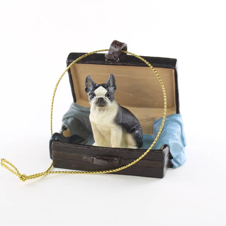 GoFigi - Wholesale Ornament - Boston Terrier Traveling Companion Ornament