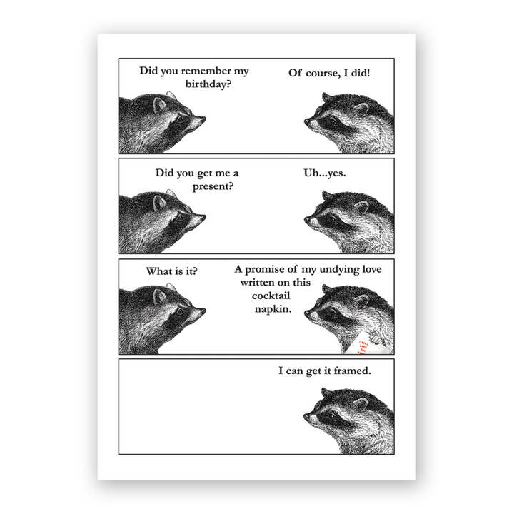 Tvättbjörn födelsedag hälsningskort för wholesale av The Mincing Mockingbird