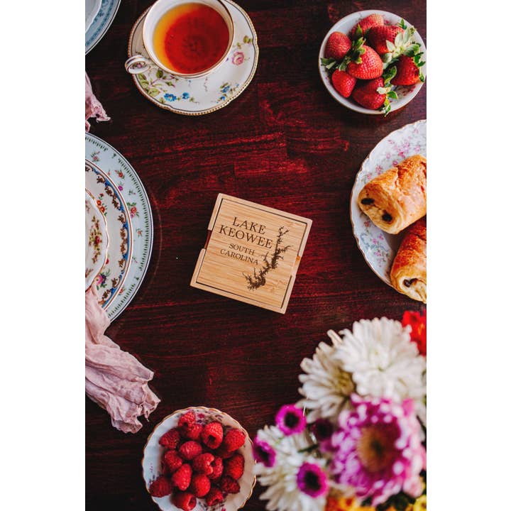 The Lillie Pad - Wholesale Coasters - Custom Lake Map Coasters - Bamboo Coasters Set of 42